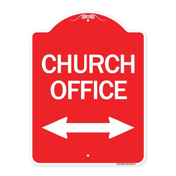 Signmission Church Parking W/ Bidirectional Arrow, Red & White Aluminum Sign, 18" x 24", RW-1824-24273 A-DES-RW-1824-24273 - main